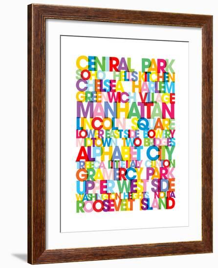 Manhattan Boroughs Bus Blind-Michael Tompsett-Framed Art Print