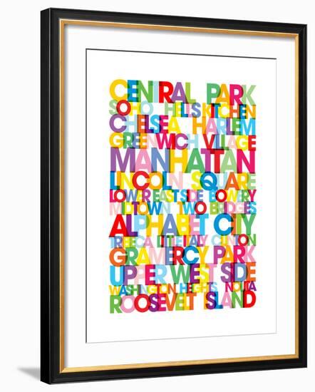 Manhattan Boroughs Bus Blind-Michael Tompsett-Framed Art Print