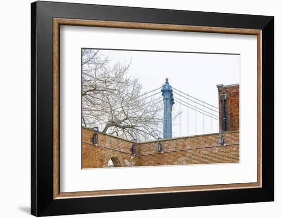 Manhattan Bridge and Brick Wall-Erin Clark-Framed Art Print