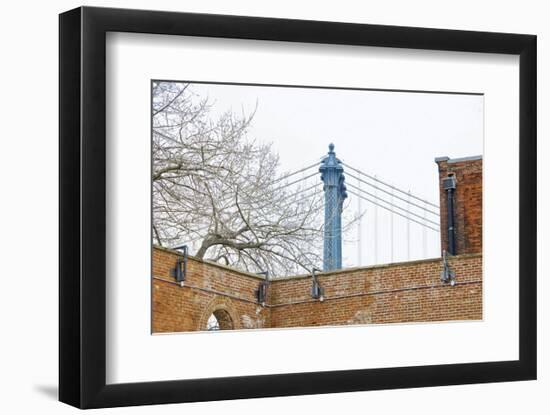 Manhattan Bridge and Brick Wall-Erin Clark-Framed Art Print