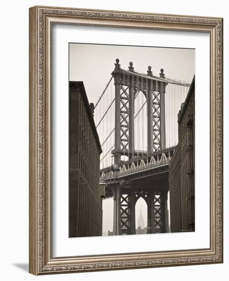 Manhattan Bridge and Empire State Building, New York City, USA-Alan Copson-Framed Photographic Print