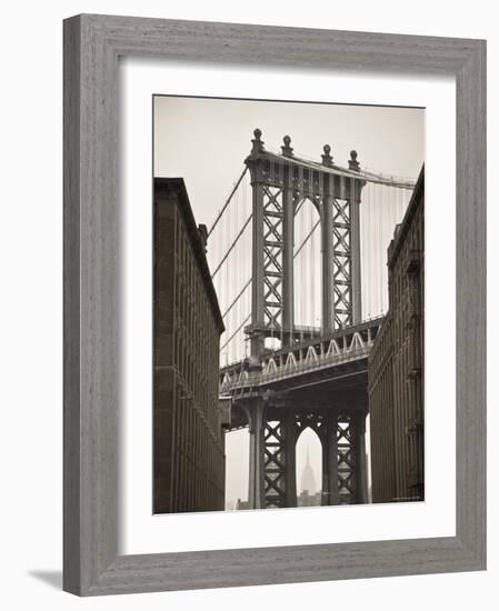 Manhattan Bridge and Empire State Building, New York City, USA-Alan Copson-Framed Photographic Print