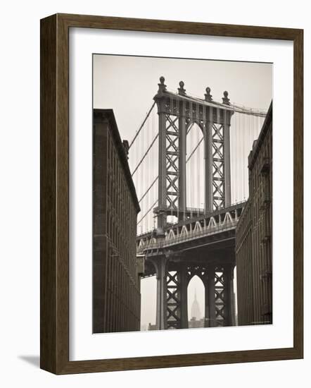 Manhattan Bridge and Empire State Building, New York City, USA-Alan Copson-Framed Photographic Print