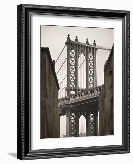 Manhattan Bridge and Empire State Building, New York City, USA-Alan Copson-Framed Photographic Print