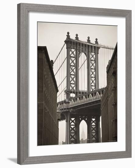 Manhattan Bridge and Empire State Building, New York City, USA-Alan Copson-Framed Photographic Print