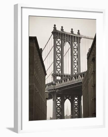 Manhattan Bridge and Empire State Building, New York City, USA-Alan Copson-Framed Photographic Print