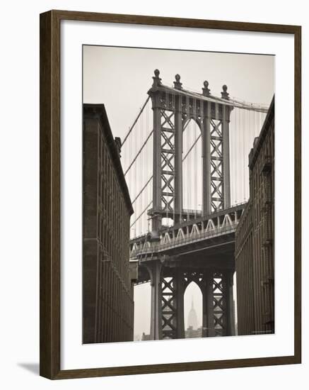 Manhattan Bridge and Empire State Building, New York City, USA-Alan Copson-Framed Photographic Print