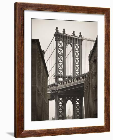 Manhattan Bridge and Empire State Building, New York City, USA-Alan Copson-Framed Photographic Print