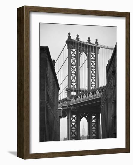 Manhattan Bridge and Empire State Building, New York City, USA-Alan Copson-Framed Photographic Print