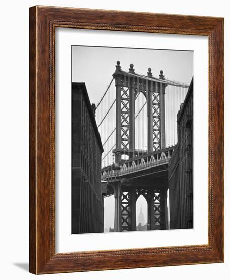 Manhattan Bridge and Empire State Building, New York City, USA-Alan Copson-Framed Photographic Print