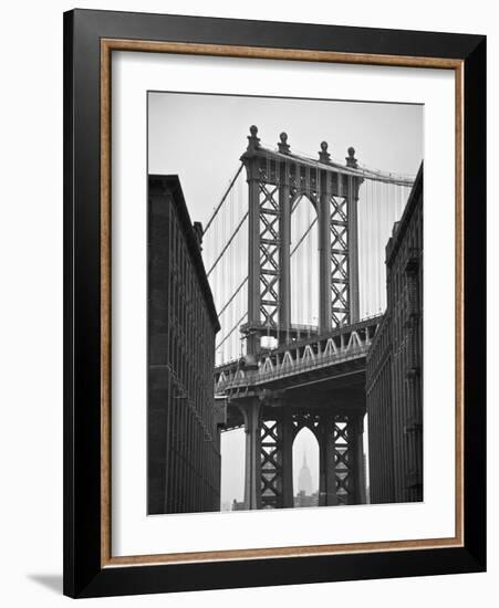 Manhattan Bridge and Empire State Building, New York City, USA-Alan Copson-Framed Photographic Print