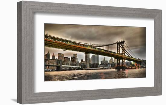 Manhattan Bridge and New York City Skyline, NYC-Vadim Ratsenskiy-Framed Giclee Print