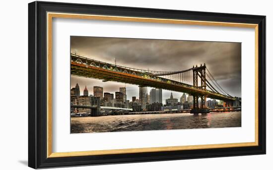 Manhattan Bridge and New York City Skyline, NYC-Vadim Ratsenskiy-Framed Giclee Print