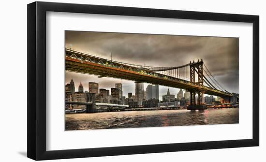 Manhattan Bridge and New York City Skyline, NYC-Vadim Ratsenskiy-Framed Giclee Print