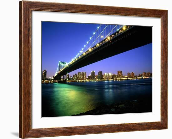 Manhattan Bridge and Skyline at Dusk-Alan Schein-Framed Photographic Print