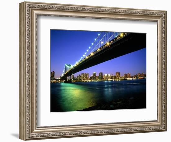 Manhattan Bridge and Skyline at Dusk-Alan Schein-Framed Photographic Print