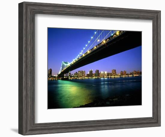 Manhattan Bridge and Skyline at Dusk-Alan Schein-Framed Photographic Print