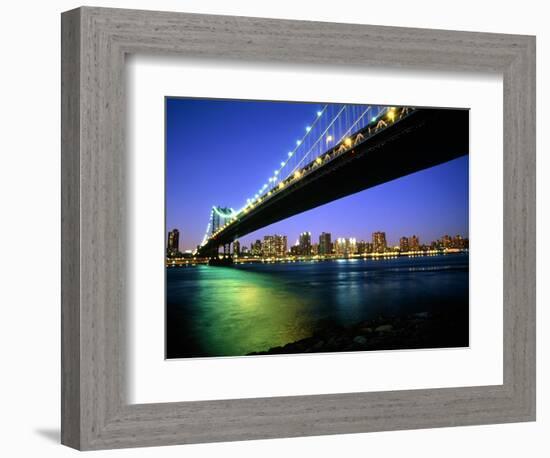 Manhattan Bridge and Skyline at Dusk-Alan Schein-Framed Photographic Print