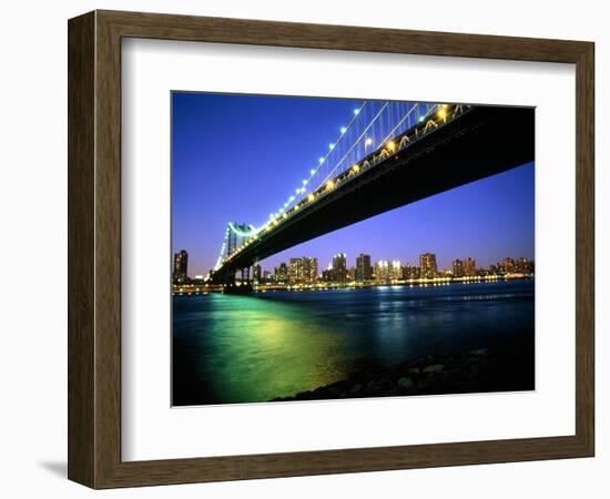 Manhattan Bridge and Skyline at Dusk-Alan Schein-Framed Photographic Print