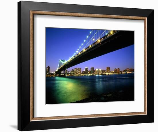 Manhattan Bridge and Skyline at Dusk-Alan Schein-Framed Photographic Print