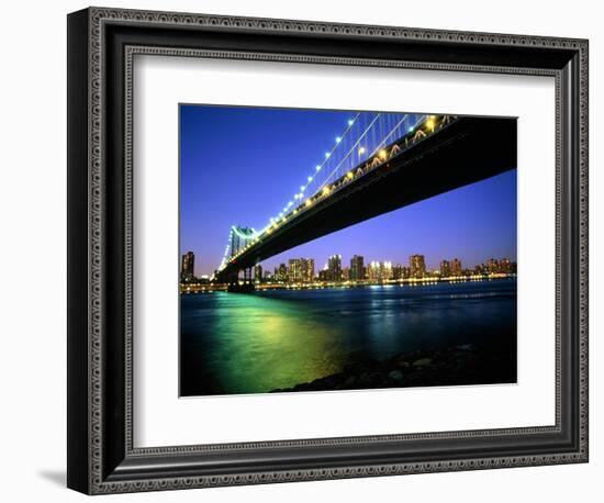 Manhattan Bridge and Skyline at Dusk-Alan Schein-Framed Photographic Print