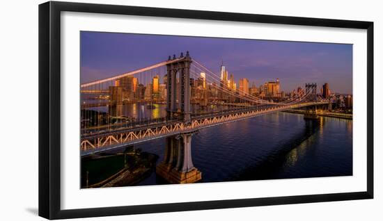 Manhattan Bridge at dawn, New York City, New York State, USA-null-Framed Photographic Print