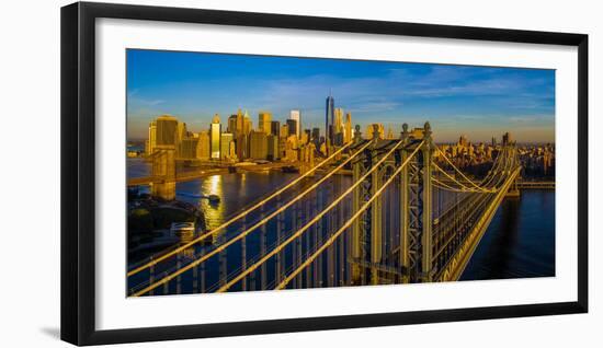 Manhattan Bridge at sunrise, New York City, New York State, USA-null-Framed Photographic Print