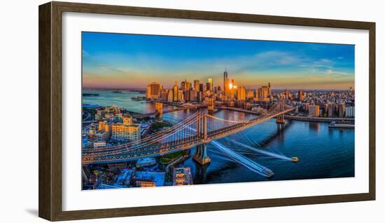 Manhattan Bridge at sunrise, New York City, New York State, USA-null-Framed Photographic Print