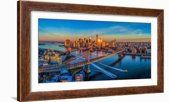 Manhattan Bridge at sunrise, New York City, New York State, USA-null-Framed Photographic Print