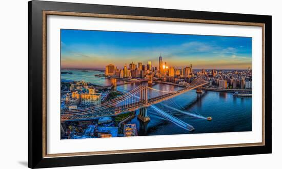 Manhattan Bridge at sunrise, New York City, New York State, USA-null-Framed Photographic Print