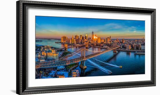 Manhattan Bridge at sunrise, New York City, New York State, USA-null-Framed Photographic Print