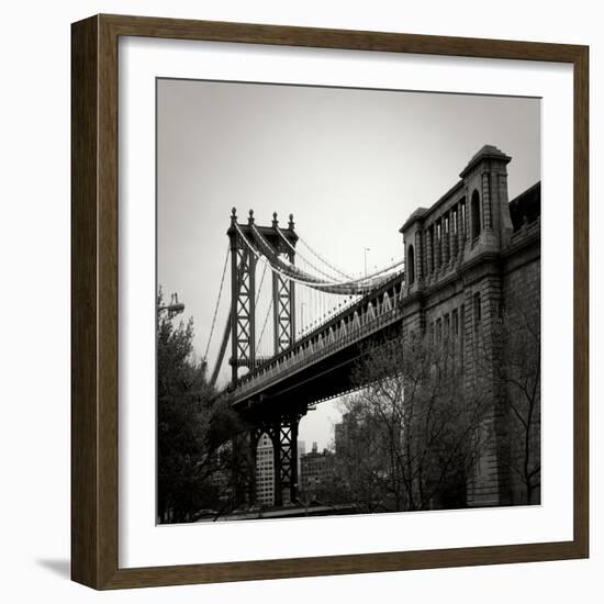 Manhattan Bridge BW Sq II-Erin Berzel-Framed Photographic Print