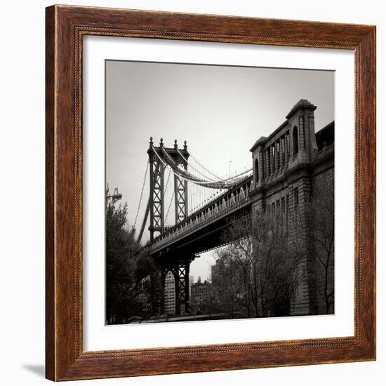 Manhattan Bridge BW Sq II-Erin Berzel-Framed Photographic Print