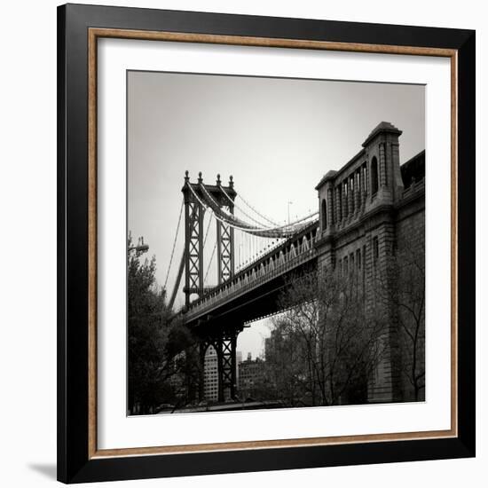 Manhattan Bridge BW Sq II-Erin Berzel-Framed Photographic Print