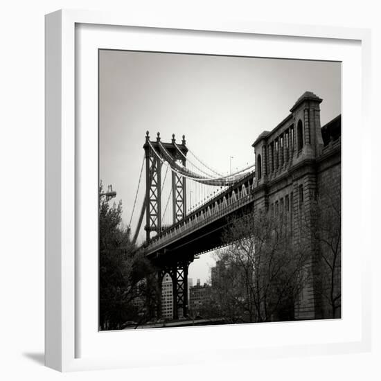 Manhattan Bridge BW Sq II-Erin Berzel-Framed Photographic Print