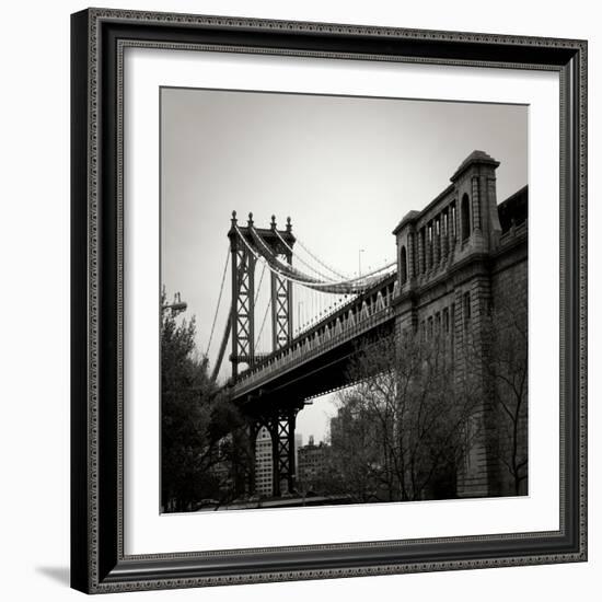 Manhattan Bridge BW Sq II-Erin Berzel-Framed Photographic Print