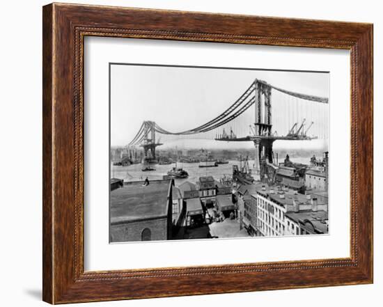 Manhattan Bridge Construction, c.1909-null-Framed Art Print