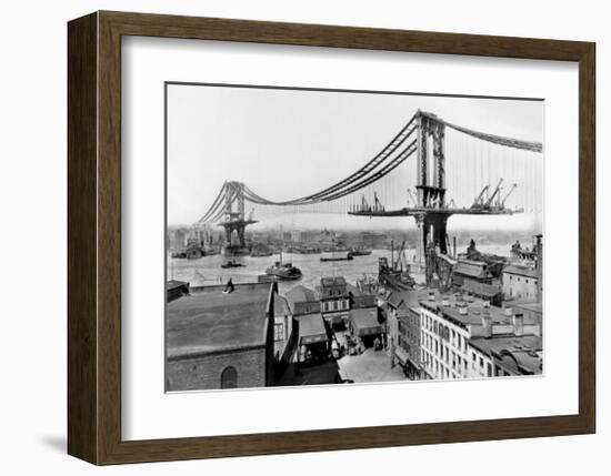 Manhattan Bridge Construction, c.1909-null-Framed Art Print