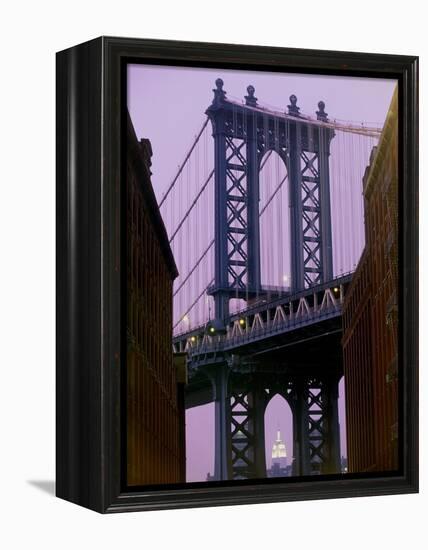 Manhattan Bridge, Empire State Building, New York City, USA-Alan Schein-Framed Premier Image Canvas