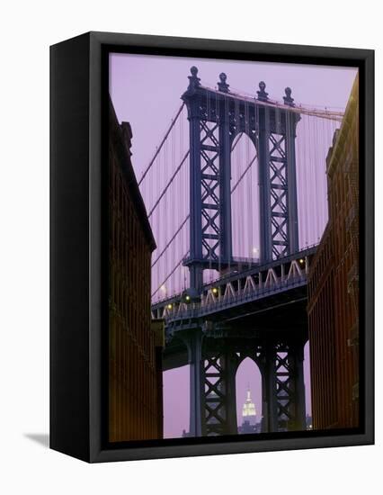 Manhattan Bridge, Empire State Building, New York City, USA-Alan Schein-Framed Premier Image Canvas