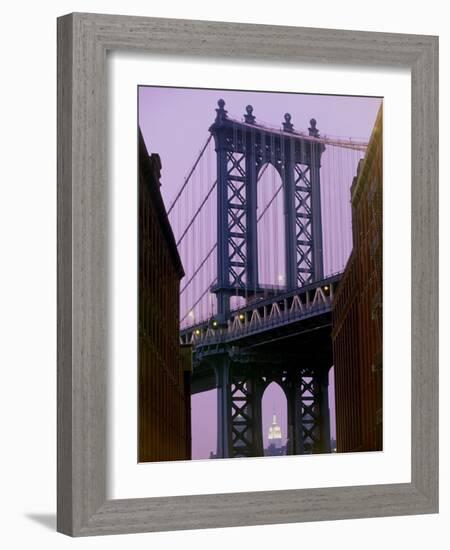 Manhattan Bridge, Empire State Building, New York City, USA-Alan Schein-Framed Photographic Print