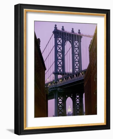 Manhattan Bridge, Empire State Building, New York City, USA-Alan Schein-Framed Photographic Print