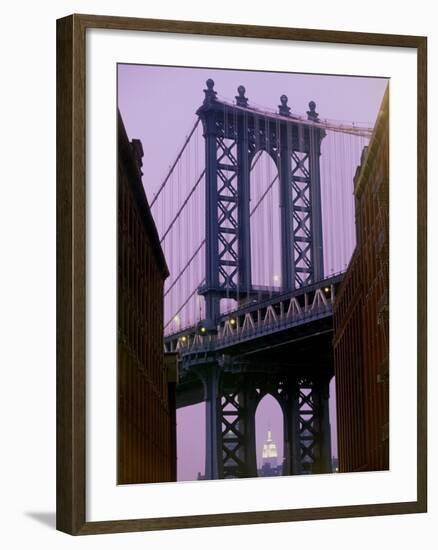 Manhattan Bridge, Empire State Building, New York City, USA-Alan Schein-Framed Photographic Print