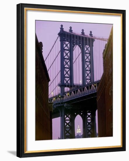 Manhattan Bridge, Empire State Building, New York City, USA-Alan Schein-Framed Photographic Print