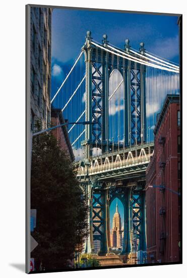 Manhattan Bridge frames Empire State Building, NY NY-null-Mounted Photographic Print