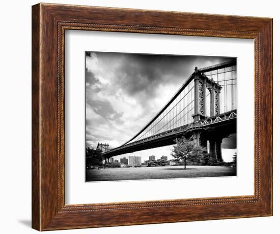 Manhattan Bridge of Brooklyn Park, Black and White Photography, Manhattan, New York, United States-Philippe Hugonnard-Framed Photographic Print