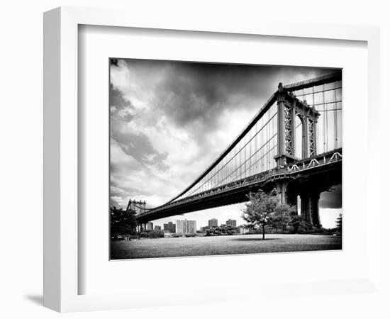 Manhattan Bridge of Brooklyn Park, Black and White Photography, Manhattan, New York, United States-Philippe Hugonnard-Framed Photographic Print