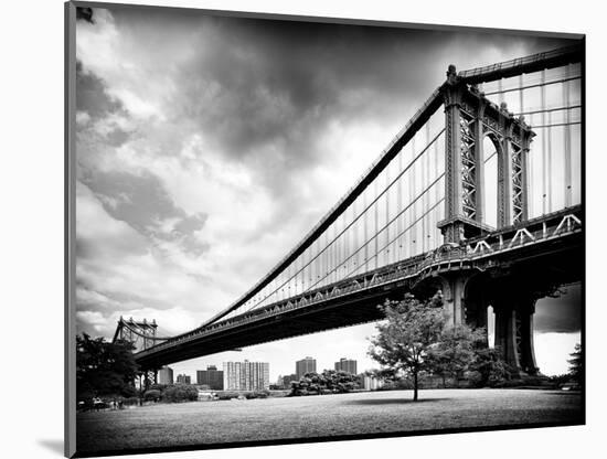 Manhattan Bridge of Brooklyn Park, Black and White Photography, Manhattan, New York, United States-Philippe Hugonnard-Mounted Photographic Print