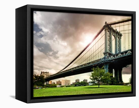 Manhattan Bridge of Brooklyn Park, Manhattan, New York, United States-Philippe Hugonnard-Framed Premier Image Canvas