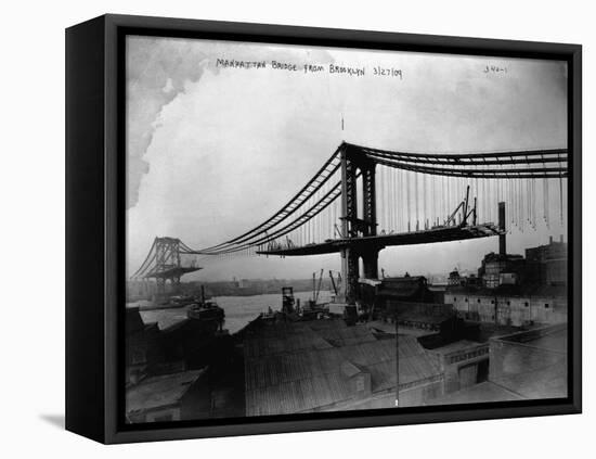 Manhattan Bridge under Construction, 1909-null-Framed Premier Image Canvas